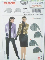 8172 BURDA LOOSE FIT OPEN JACKET LENGTHS PATTERN 10-24